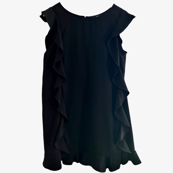 Very J | Black Sheath Ruffle Mini Sleeveless Dress - Picture 1 of 8
